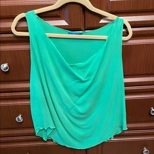 Alice + Olivia Green Sleeveless Draped Blouse